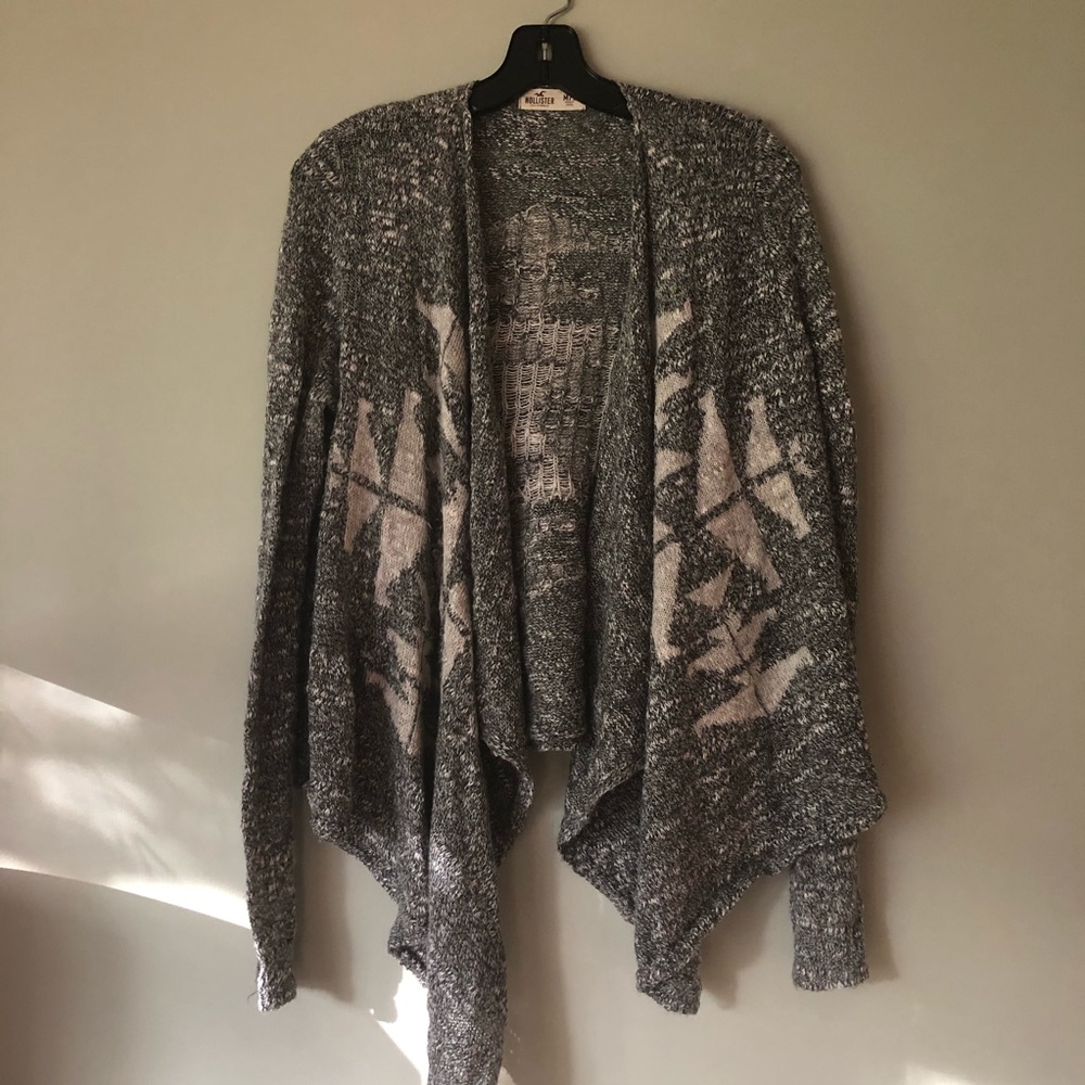Hollister Aztec Grey & Cream M/L Cardigan Sweater